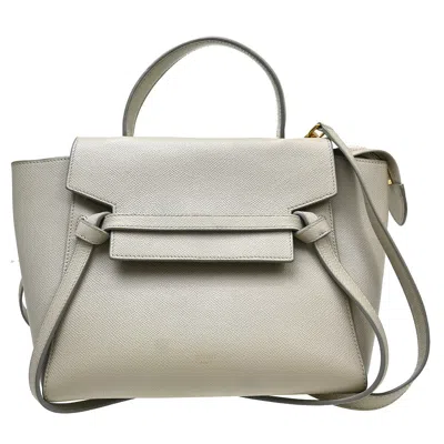 Pre-owned Celine Belt Textured Leather Gray Leather Handbag ()