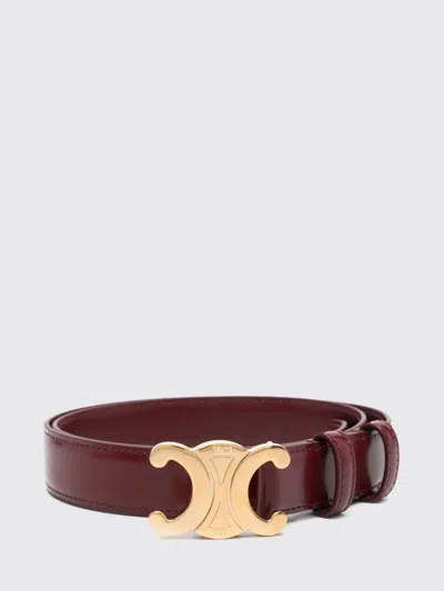 Celine Logo Buckle Belt In Red