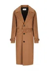 Celine Belted Button-up Coat In Toffee