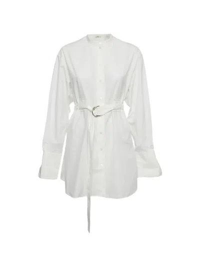 Pre-owned Celine Belted Button-front Top In White