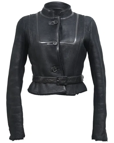 Pre-owned Celine Belted Mandarin Collared Jacket (authentic Pre-loved)