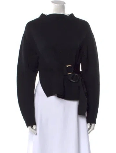 Pre-owned Celine Belted Mock Neck Sweater In Black