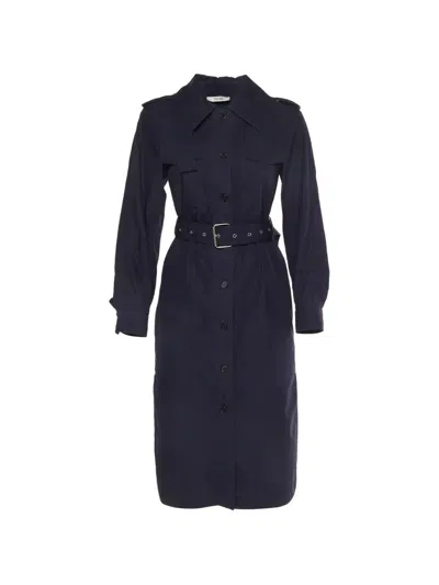 Pre-owned Celine Belted Trench Coat In Blue