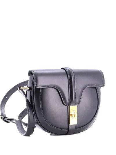 Pre-owned Celine Besace 16 Bag Smooth Calfskin Small Crossbody Bag In Black