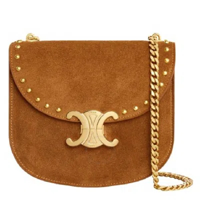 Celine Besace Clea Chain Satchel Bag In Orange