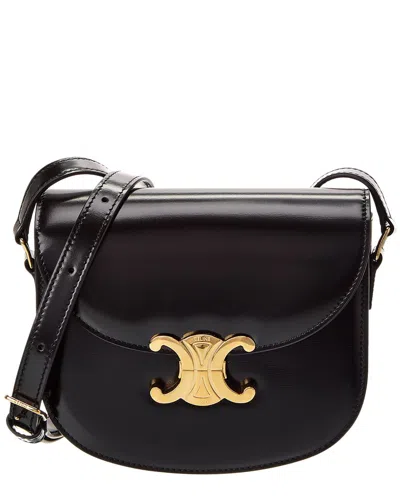 Celine Besace Clea Leather Shoulder Bag In Black