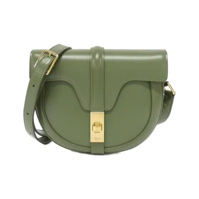 Pre-owned Celine Besace Leather Shoulder Bag () In Green