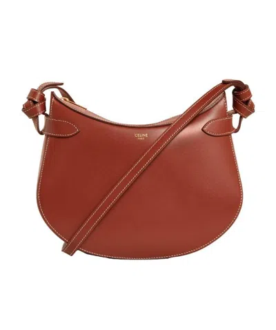 Celine Besace Leather Shoulder Bag In Red