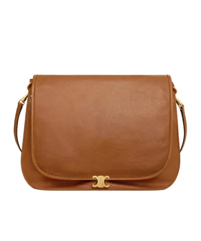 Celine Besace Soft Triomphe In Supple Shiny Lambskin In Brown