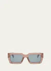 Celine Beveled Acetate Rectangle Sunglasses In Pnko