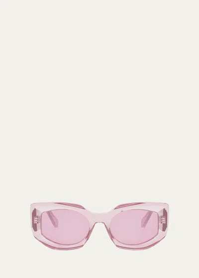 Celine Beveled Semi-transparent Acetate Cat-eye Sunglasses In Pink