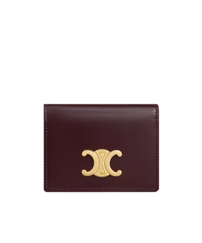 Celine Bi-fold Card Holder In Shiny Calfskin In Brown