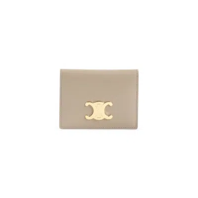 Celine Beige Bi-fold Calf Leather Credit Card Case In Neutral