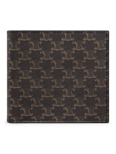 Celine Bi-fold Wallet In Triomphe Canvas Black