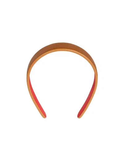 Celine Bicolor Headband In Lambskin In Brown