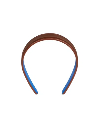 Celine Bicolor Headband In Lambskin In Brown