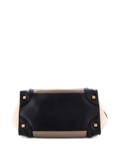 Pre-owned Celine Bicolor Luggage Bag Leather Mini Satchel In Black