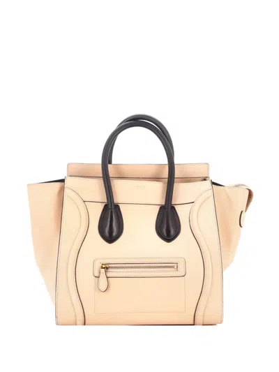 Pre-owned Celine Bicolor Luggage Bag Leather Mini Satchel In Black