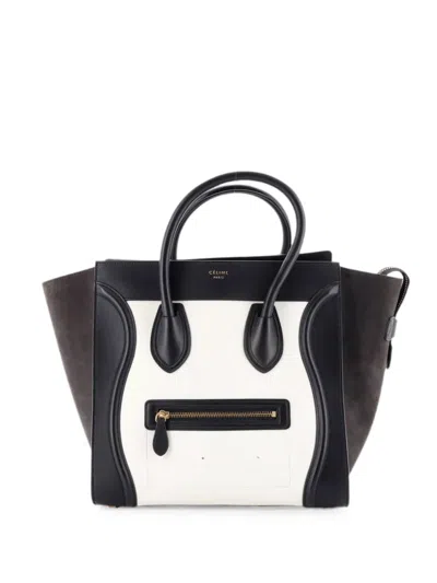 Pre-owned Celine Bicolor Luggage Bag Leather Mini Satchel In Black