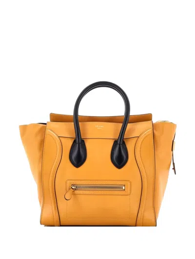 Pre-owned Celine Bicolor Luggage Bag Leather Mini Satchel In Orange