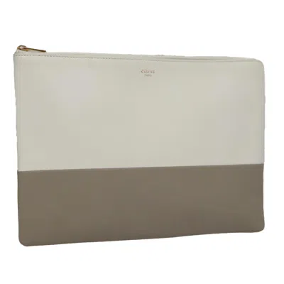 Pre-owned Celine Bicolor Solo Clutch Leather Gray Leather Clutche & Pouche Bag ()