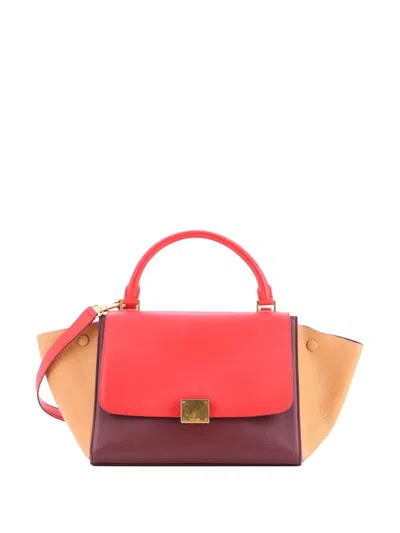 Pre-owned Celine Bicolor Trapeze Bag Leather Small Satchel In Brown