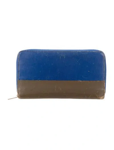 Pre-owned Celine Bicolor Zip-around Wallet In Blue