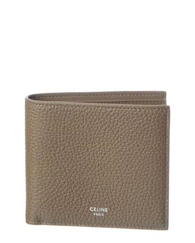 Celine Bifold Leather Card Holder In Brown