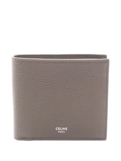 Pre-owned Celine Bifold Leather Card Holder In Gray
