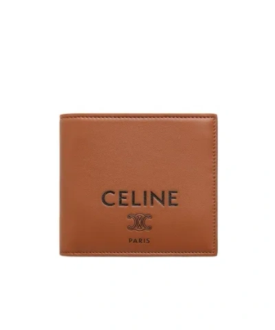 Celine Bi-fold Wallet In Smooth Lambskin In Brown