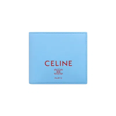 Pre-owned Celine Bi-fold Wallet With Coin 'sky Blue/red' | Men's Size Onesize
