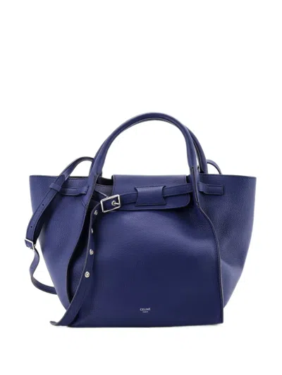 Pre-owned Celine Big Bag Grained Calfskin Small Satchel In Blue