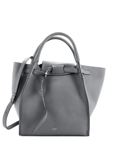 Pre-owned Celine Big Bag Grained Calfskin Small Satchel In Gray