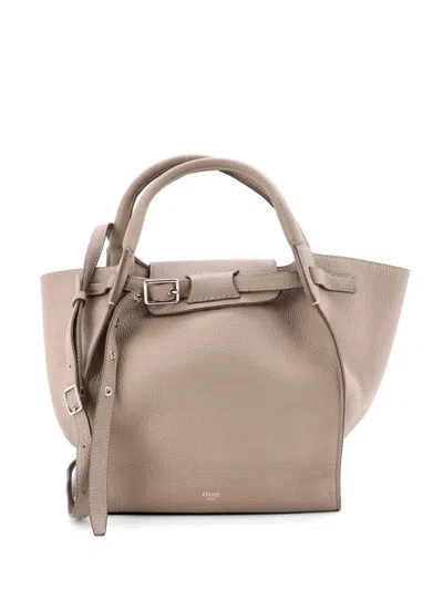 Pre-owned Celine Big Bag Grained Calfskin Small Satchel In Neutral