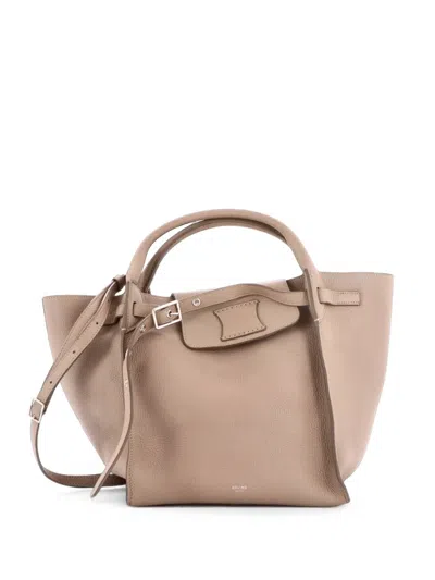 Pre-owned Celine Big Bag Grained Calfskin Small Satchel In Neutrals