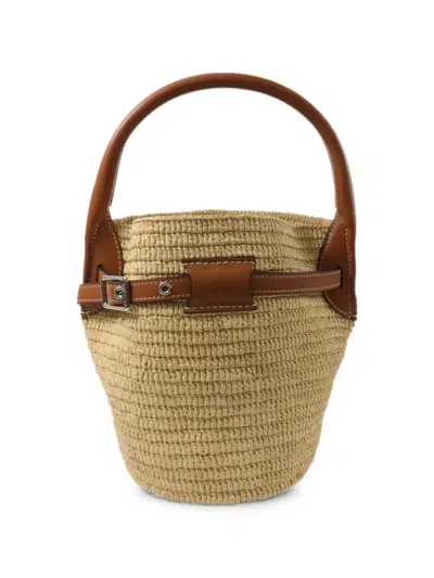 Celine Big Bag Raffia Bucket Bag In Brown