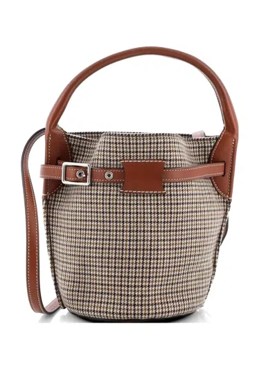 Pre-owned Celine Big Bag Tweed Nano Bucket Bag In Brown
