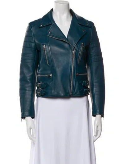 Pre-owned Celine Biker Jacket In Blue