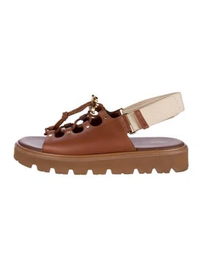 Pre-owned Celine Billie Leather Sandals In Brown