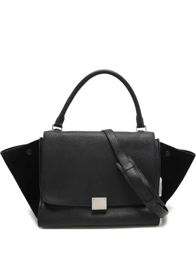 Pre-owned Celine Trapeze Leather Suede Bag In Black