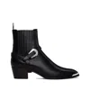 Celine Men Isaac Western Chelsea Boot With Harness And Metal Toe In Calfskin With Tejus Print Black In Black