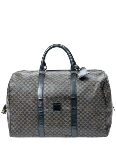 Celine Black & Brown Macadam Coated Canvas Large Travel Boston Bag (authentic  Pre-loved)