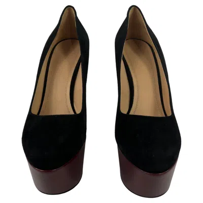 Pre-owned Celine Black And Burgundy High Heel Shoes, Size 41 In Red