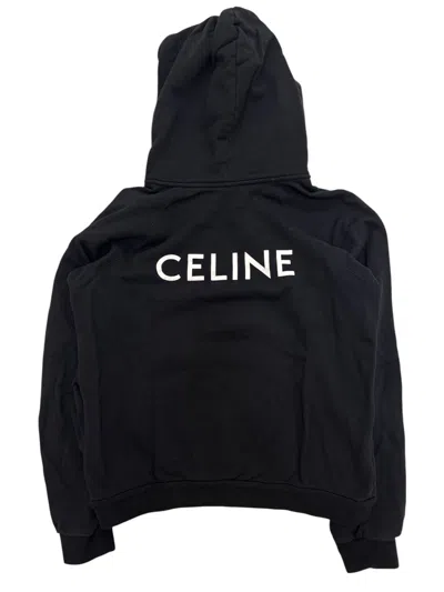 Pre-owned Celine Black & White Back Logo Hoodie Mens Medium