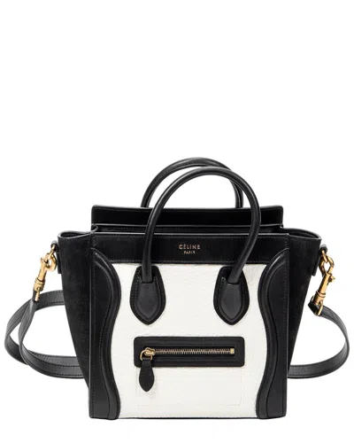 Celine Black & White Calfskin Leather Nano Bicolor Luggage (authentic Pre-  Loved) In Multi