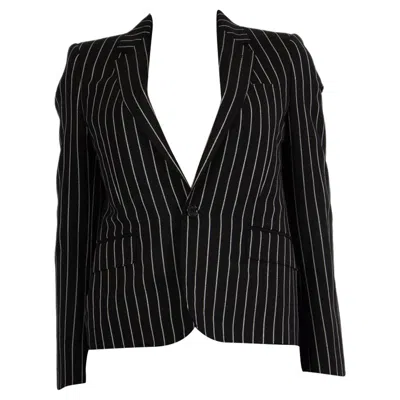 Pre-owned Celine Black & White Wool Pinstripe Classic Blazer Jacket 34 Xxs
