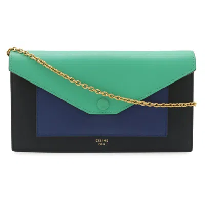 Pre-owned Celine Black Blue Green Leather Clutch Bag Shoulder Bag ()