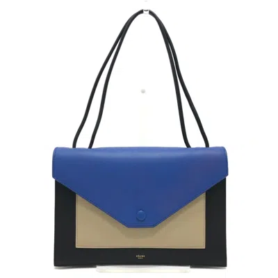 Pre-owned Celine Black Blue Leather Clutch Bag Shoulder Bag () In Multi