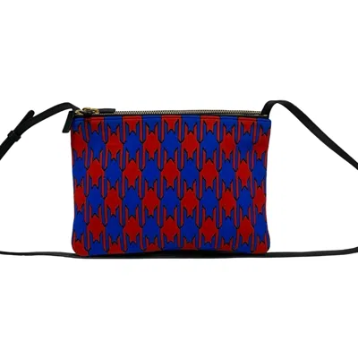 Pre-owned Celine Black Blue Red Color Leather Cotton Pochette Shoulder Bag ()
