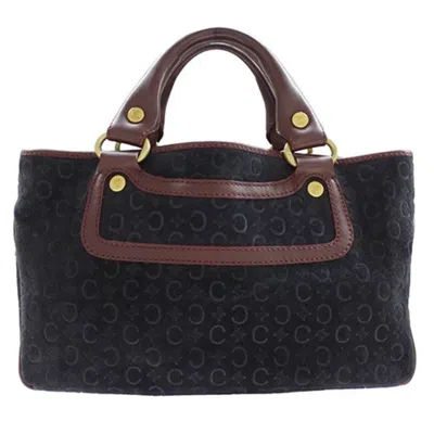 Pre-owned Celine Black Bordeaux Suede Leather Handbag Tote Bag () In Black, Bordeaux